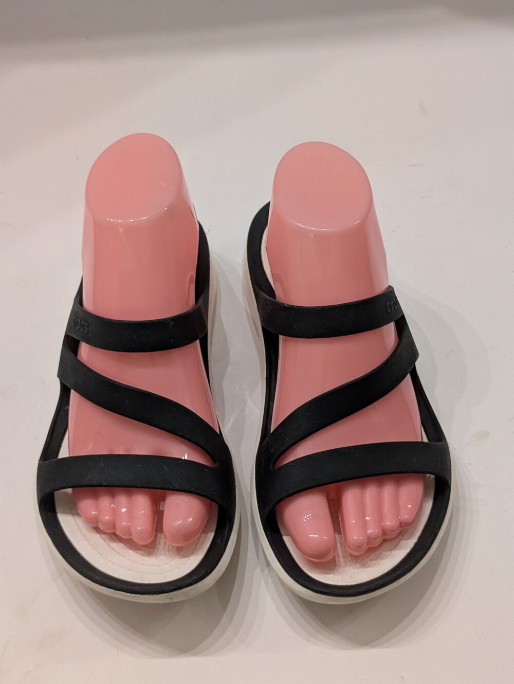Crocs Women's 8 Swiftwater Sandals Strappy Slide Black White Comfy
